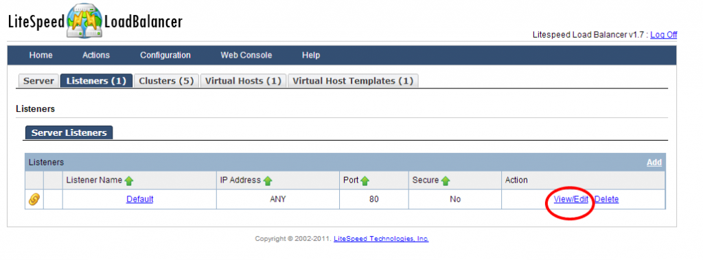 litespeed web server admin login